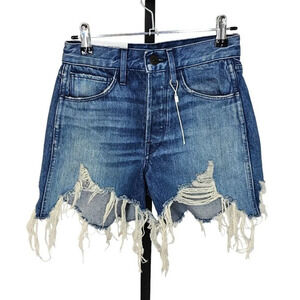 3x1 NYC Blake Denim Shorts Size 23 High Rise Button Fly  Vintage Fit Distressed